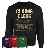 Vintage Claims Clerk Definition Shirt, Funny Coworker Gift Idea for Claims Clerk, New Job Gift