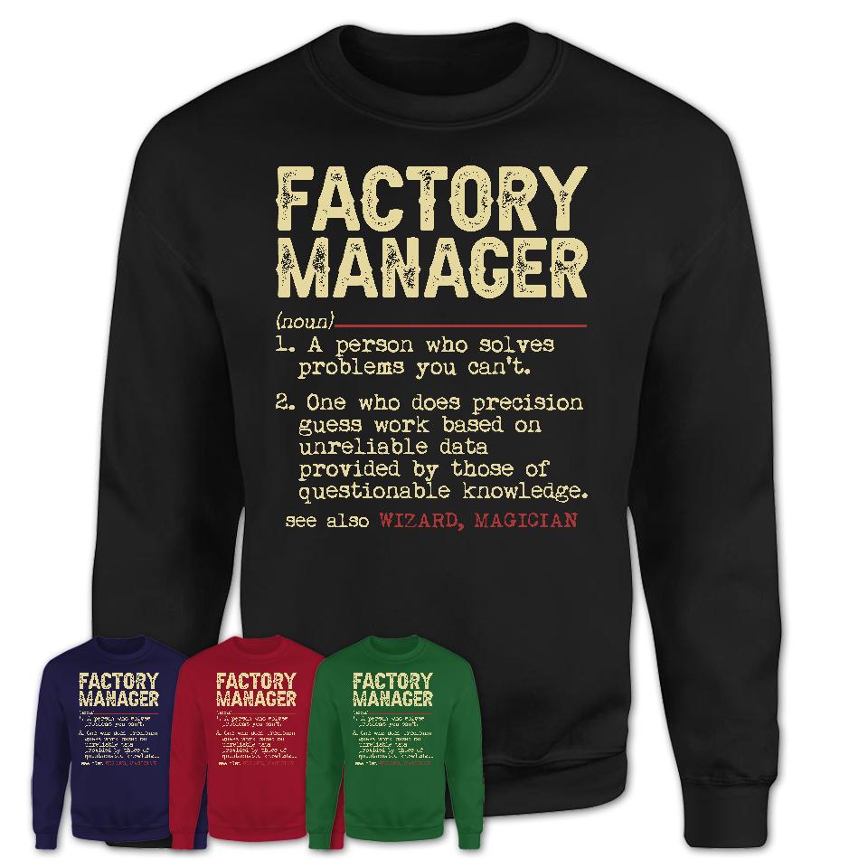 Vintage Factory Manager Definition Shirt, Funny Coworker Gift Idea for Factory Manager, New Job Gift