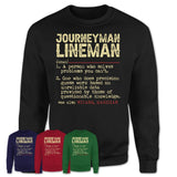 Vintage Journeyman Lineman Definition Shirt, Funny Coworker Gift Idea for Journeyman Lineman, New Job Gift