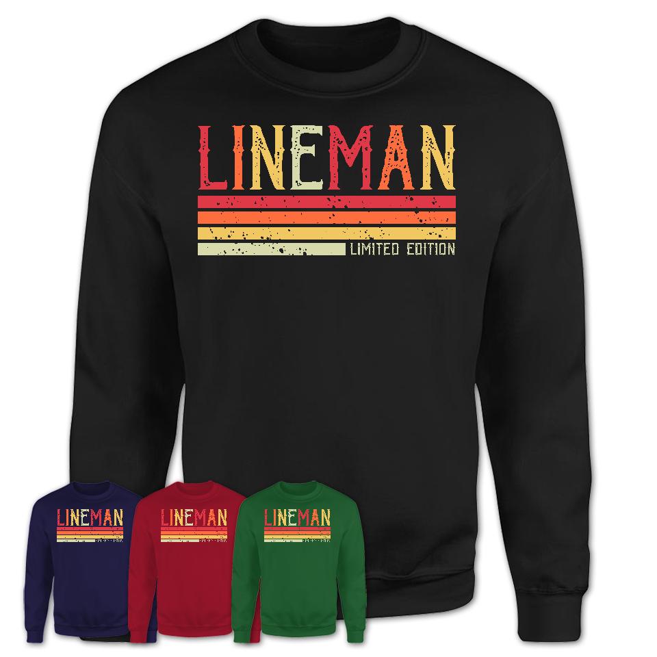 Vintage Lineman Limited Edition Job Shirt, Coworker Birthday Gift Idea