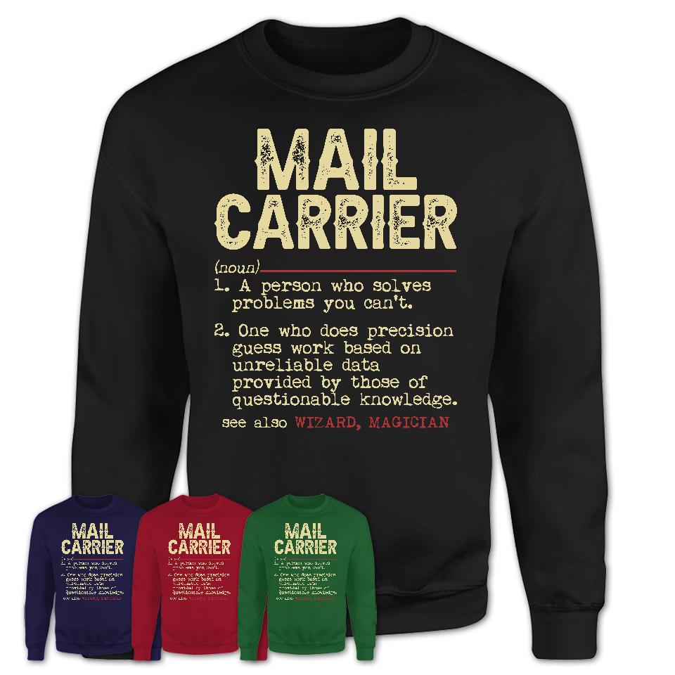 Vintage Mail Carrier Definition Shirt, Funny Coworker Gift Idea for Mail Carrier, New Job Gift