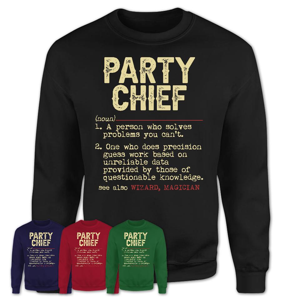 Vintage Party Chief Definition Shirt, Funny Coworker Gift Idea for Party Chief, New Job Gift