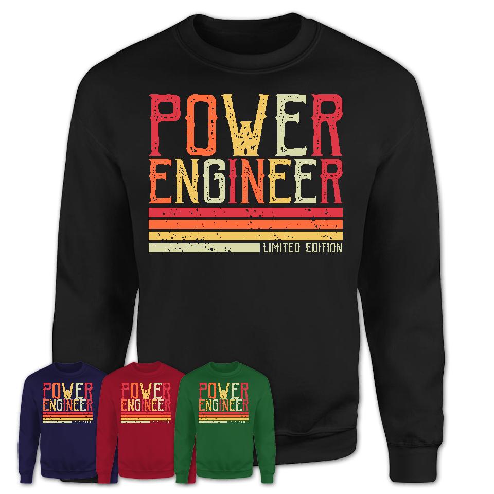 Vintage Power Engineer Limited Edition Job Shirt, Coworker Birthday Gift Idea