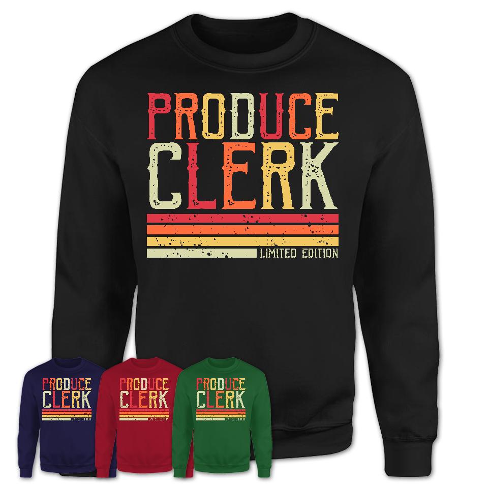 Vintage Produce Clerk Limited Edition Job Shirt, Coworker Birthday Gift Idea