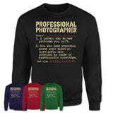 Vintage Professional Photographer Definition Shirt, Funny Coworker Gift Idea for Professional Photographer, New Job Gift