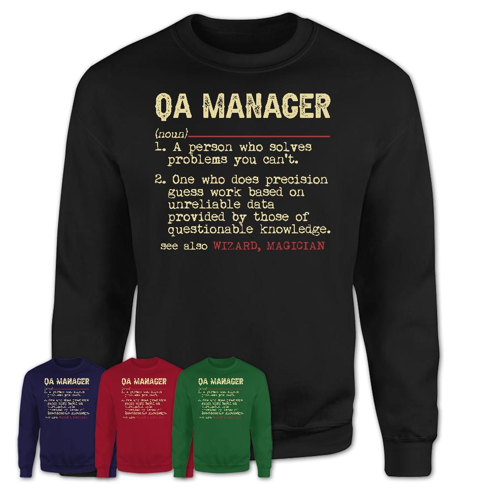 Vintage Qa Manager Definition Shirt, Funny Coworker Gift Idea for Qa Manager, New Job Gift
