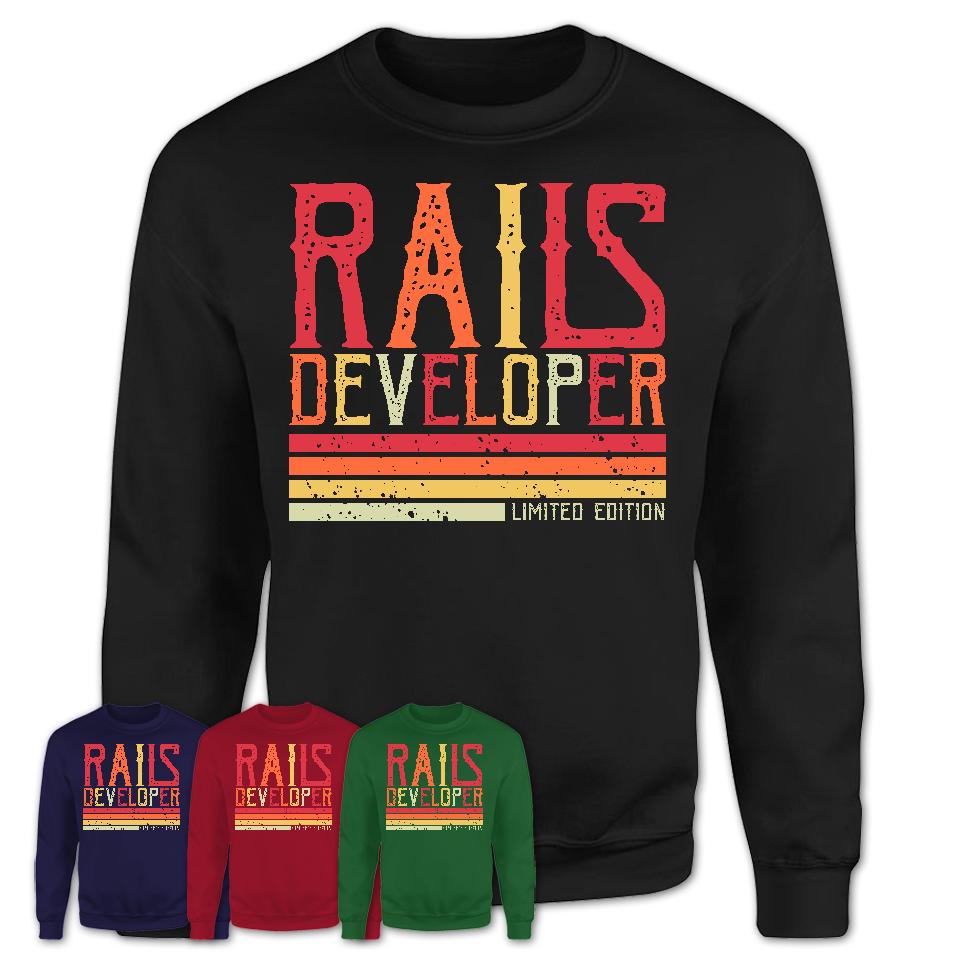 Vintage Rails Developer Limited Edition Job Shirt, Coworker Birthday Gift Idea