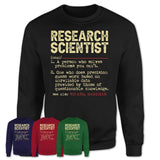 Vintage Research Scientist Definition Shirt, Funny Coworker Gift Idea for Research Scientist, New Job Gift