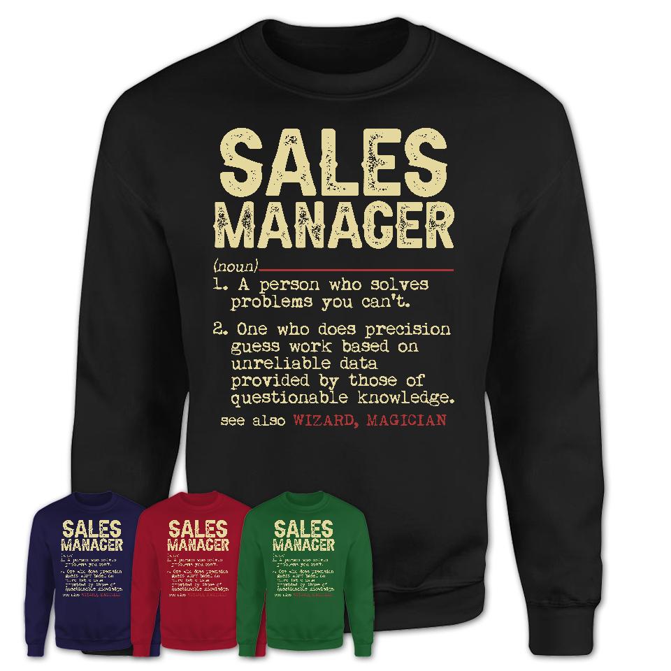 Vintage Sales Manager Definition Shirt, Funny Coworker Gift Idea for Sales Manager, New Job Gift