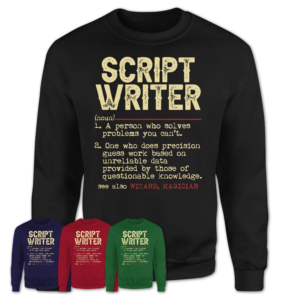 Vintage Script Writer Definition Shirt, Funny Coworker Gift Idea for Script Writer, New Job Gift