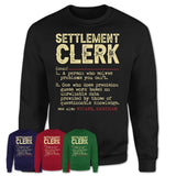 Vintage Settlement Clerk Definition Shirt, Funny Coworker Gift Idea for Settlement Clerk, New Job Gift