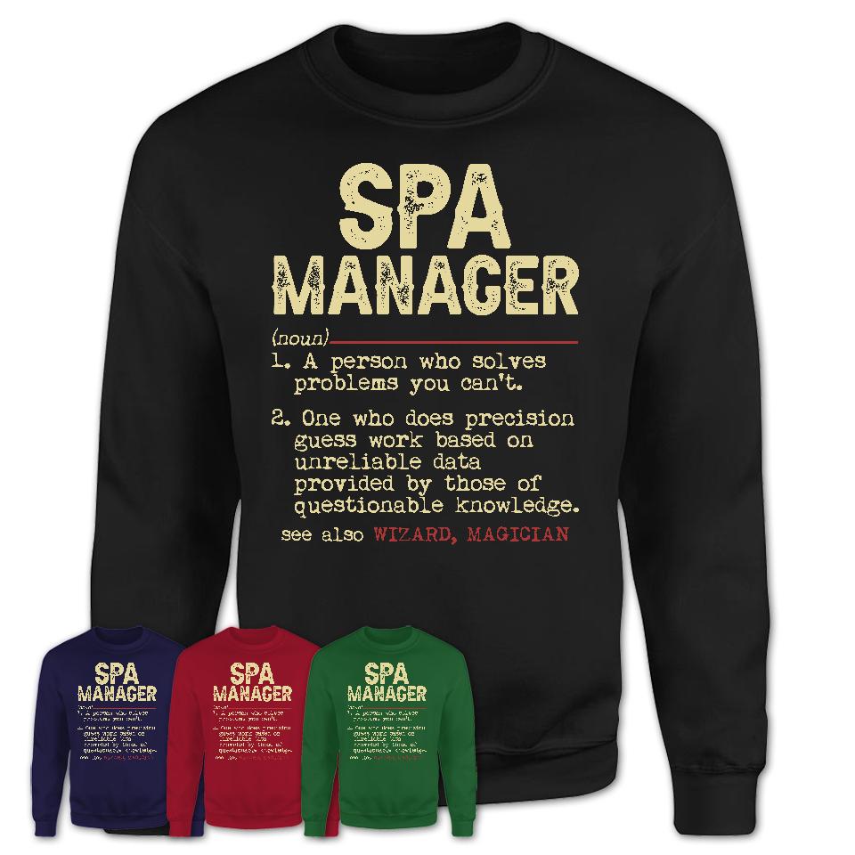 Vintage Spa Manager Definition Shirt, Funny Coworker Gift Idea for Spa Manager, New Job Gift