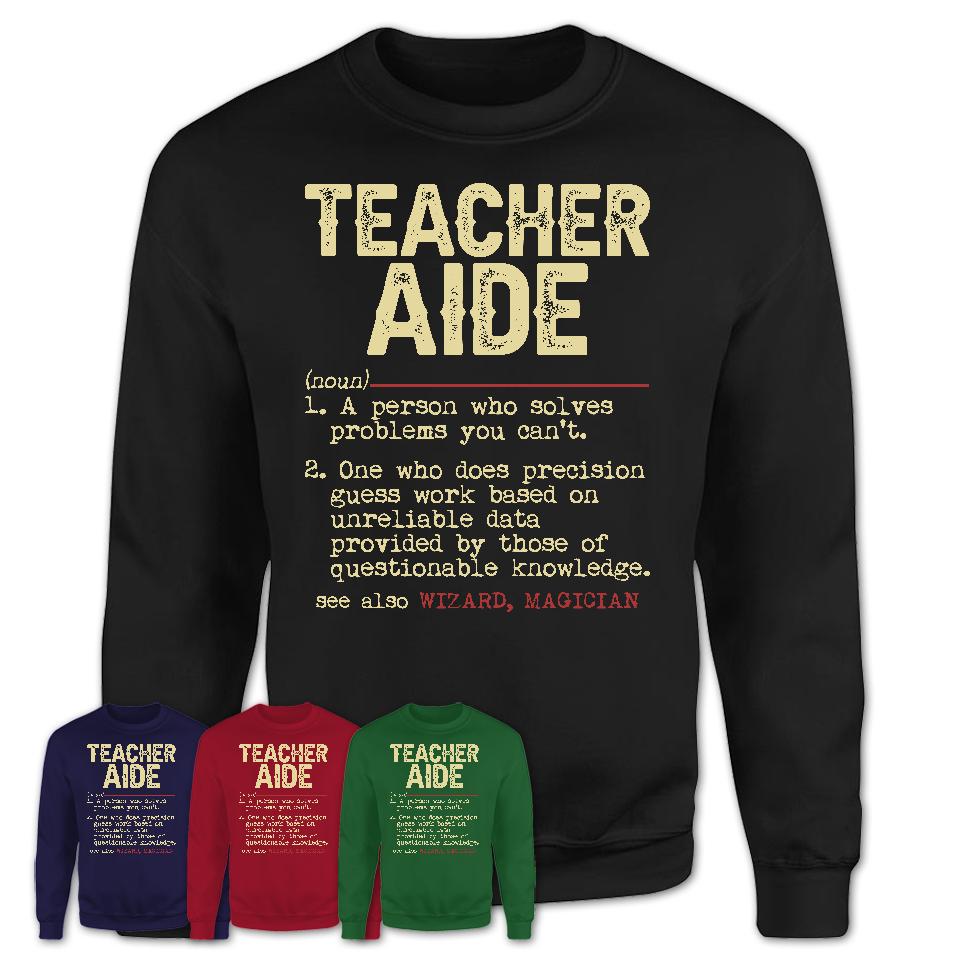 Vintage Teacher Aide Definition Shirt, Funny Coworker Gift Idea for Teacher Aide, New Job Gift