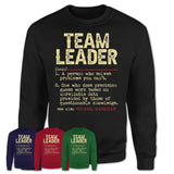 Vintage Team Leader Definition Shirt, Funny Coworker Gift Idea for Team Leader, New Job Gift