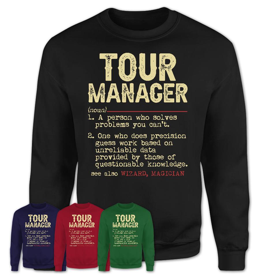 Vintage Tour Manager Definition Shirt, Funny Coworker Gift Idea for Tour Manager, New Job Gift