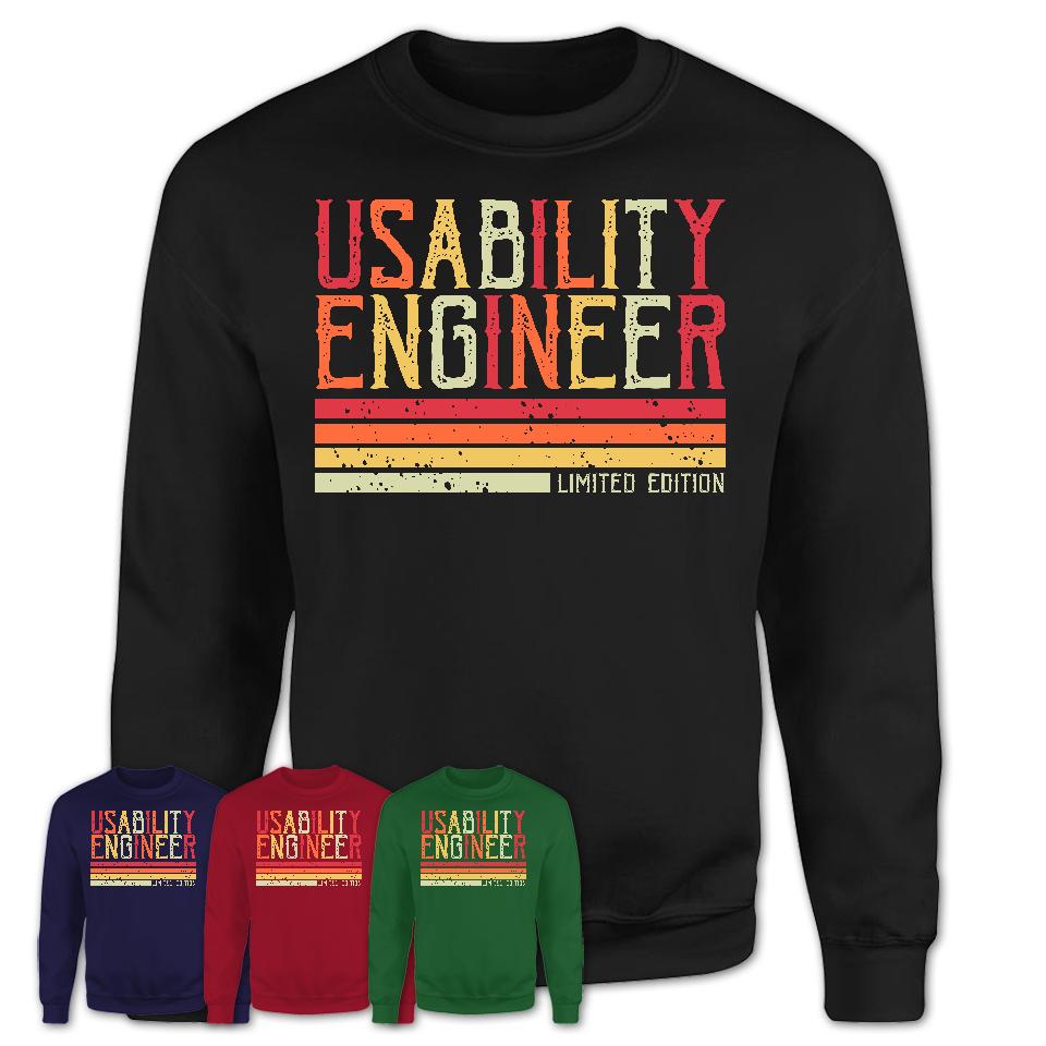 Vintage Usability Engineer Limited Edition Job Shirt, Coworker Birthday Gift Idea
