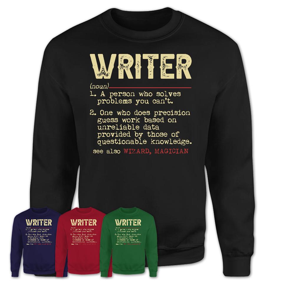 Vintage Writer Definition Shirt, Funny Coworker Gift Idea for Writer, New Job Gift