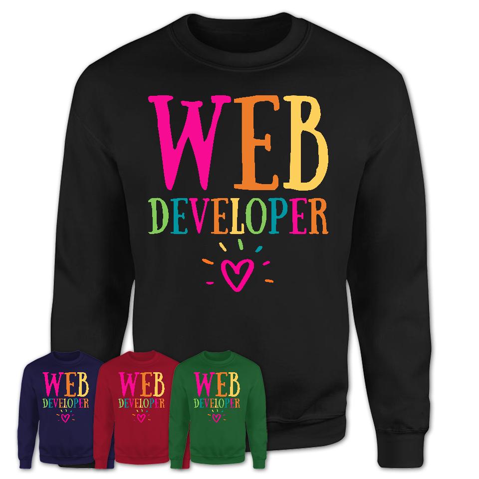 Web Developer Rainbow Lettering Heart Shirt, Employee Appreciation Gifts