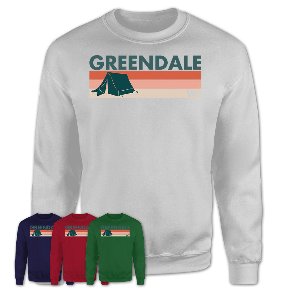 Wisconsin Greendale Camping Shirt for Family Teammates Vintage Retro Colors