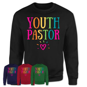 Youth Pastor Rainbow Lettering Heart Shirt, Employee Appreciation Gifts