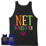 .Net Developer Rainbow Lettering Heart Shirt, Employee Appreciation Gifts