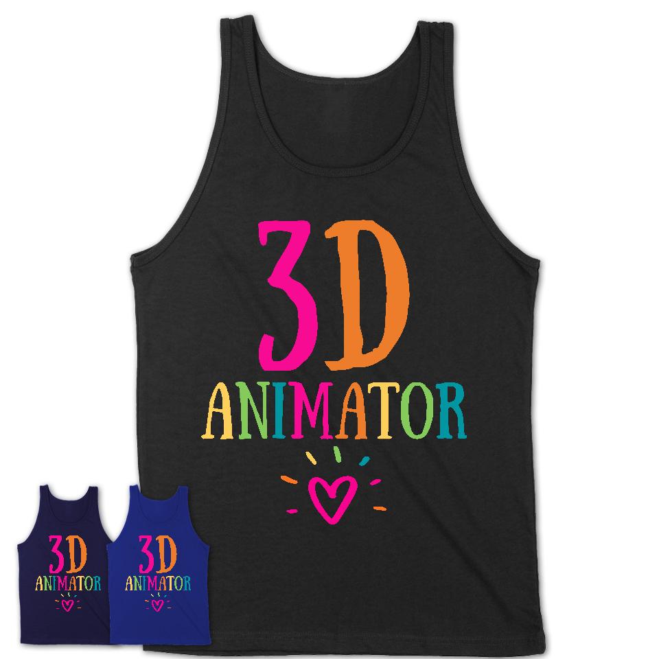 3D Animator Rainbow Lettering Heart Shirt, Employee Appreciation Gifts