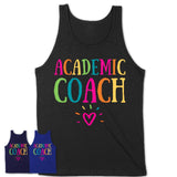 Academic Coach Rainbow Lettering Heart Shirt, Employee Appreciation Gifts