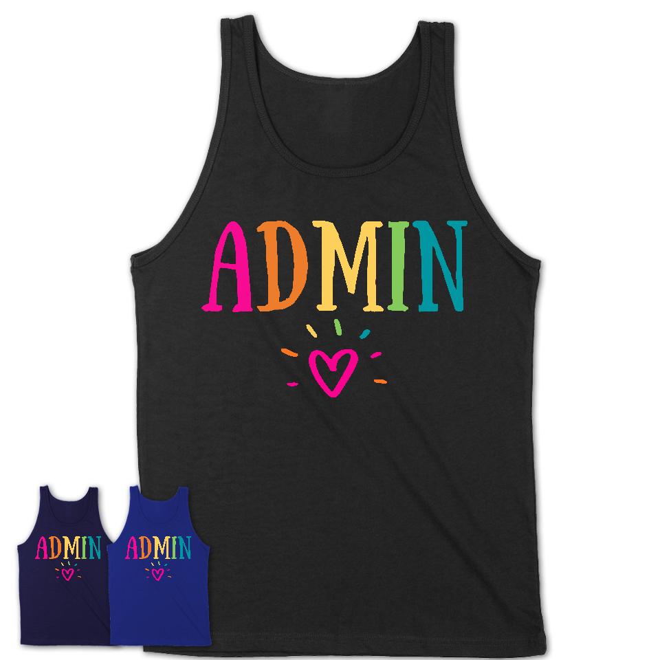 Admin Rainbow Lettering Heart Shirt, Employee Appreciation Gifts