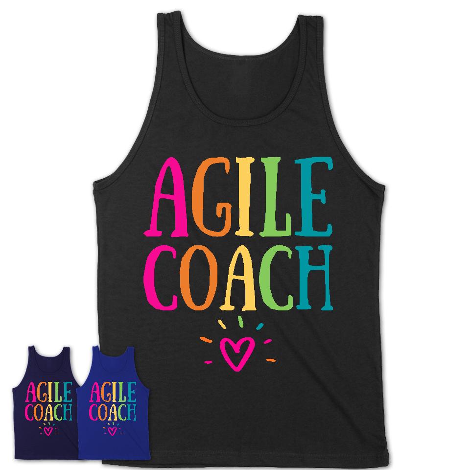 Agile Coach Rainbow Lettering Heart Shirt, Employee Appreciation Gifts