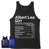 Albert Lea Girl Minnesota Nutrition Facts Proud Vintage Sport Born Living City Home Roots USA Gift Women T-Shirt