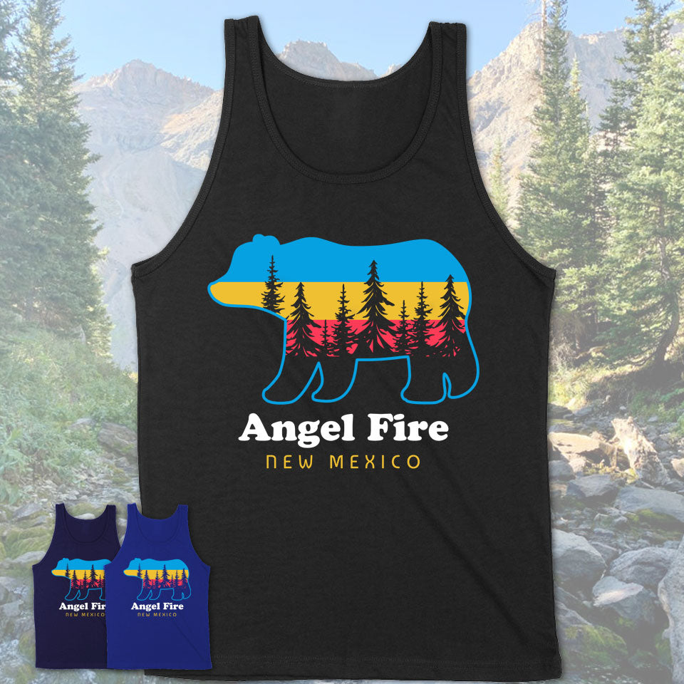 Angel Fire New Mexico Funny Mountain Hiking Camping Adventure Bear Pattern Vintage Gift Shirt