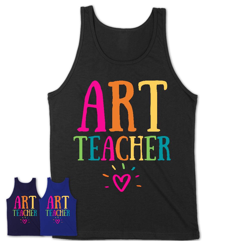 Art Teacher Rainbow Lettering Heart Shirt, Employee Appreciation Gifts
