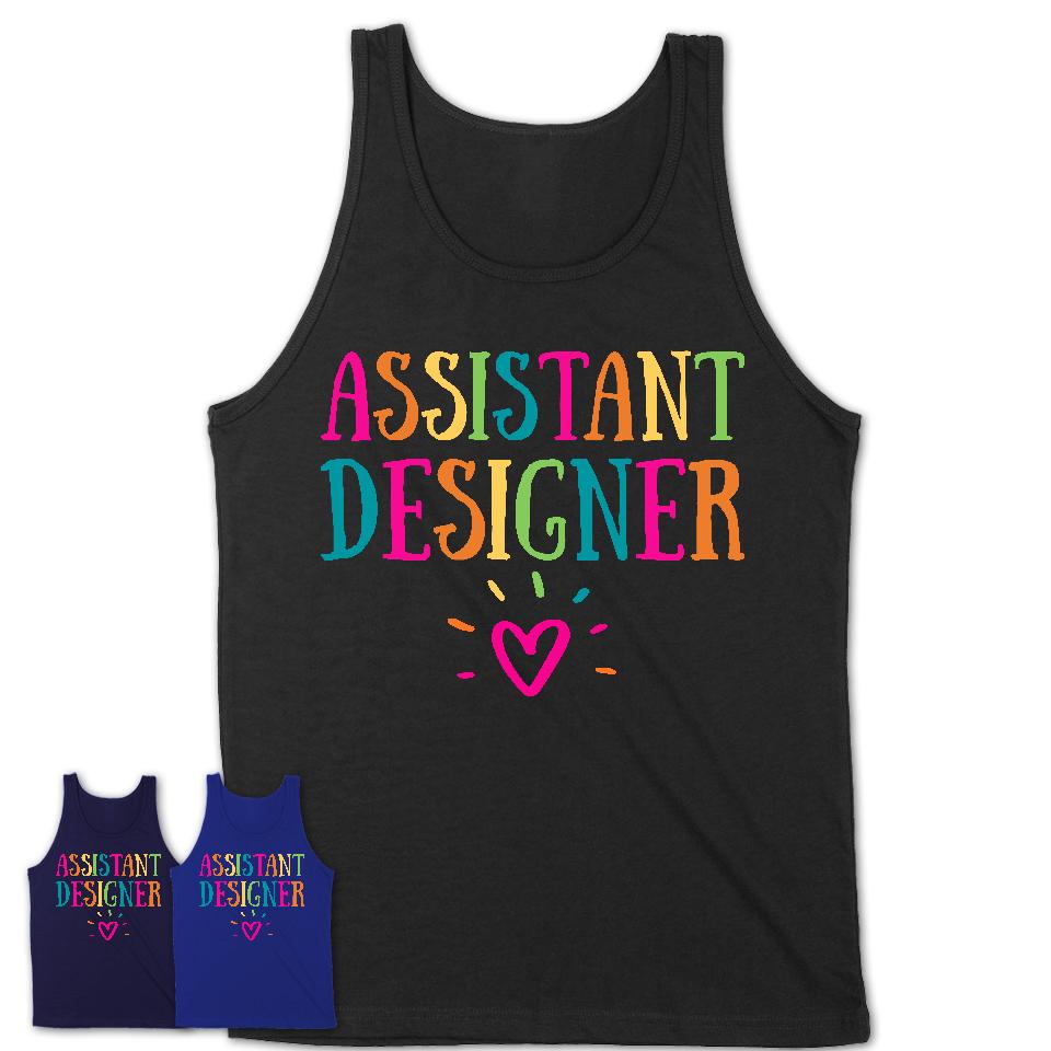 Assistant Designer Rainbow Lettering Heart Shirt, Employee Appreciation Gifts