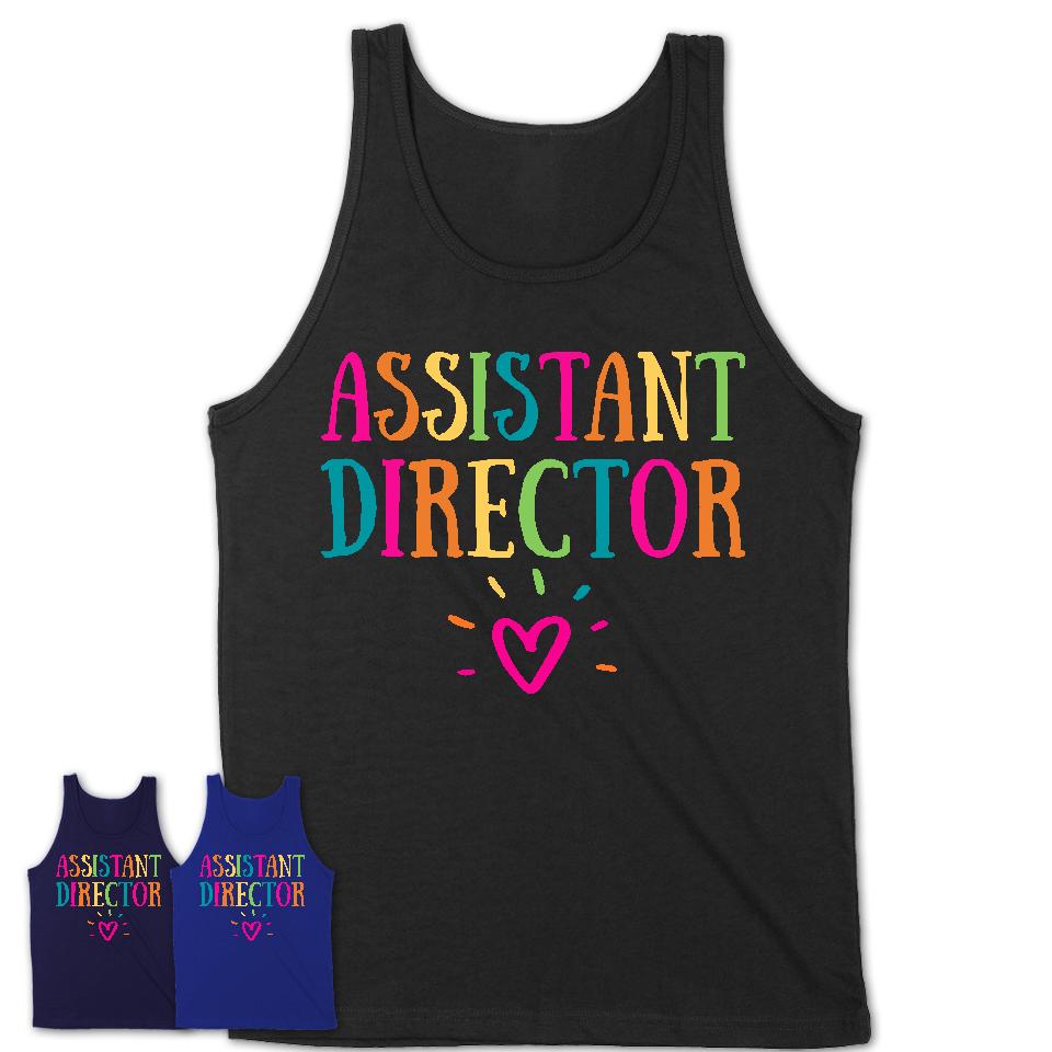 Assistant Director Rainbow Lettering Heart Shirt, Employee Appreciation Gifts