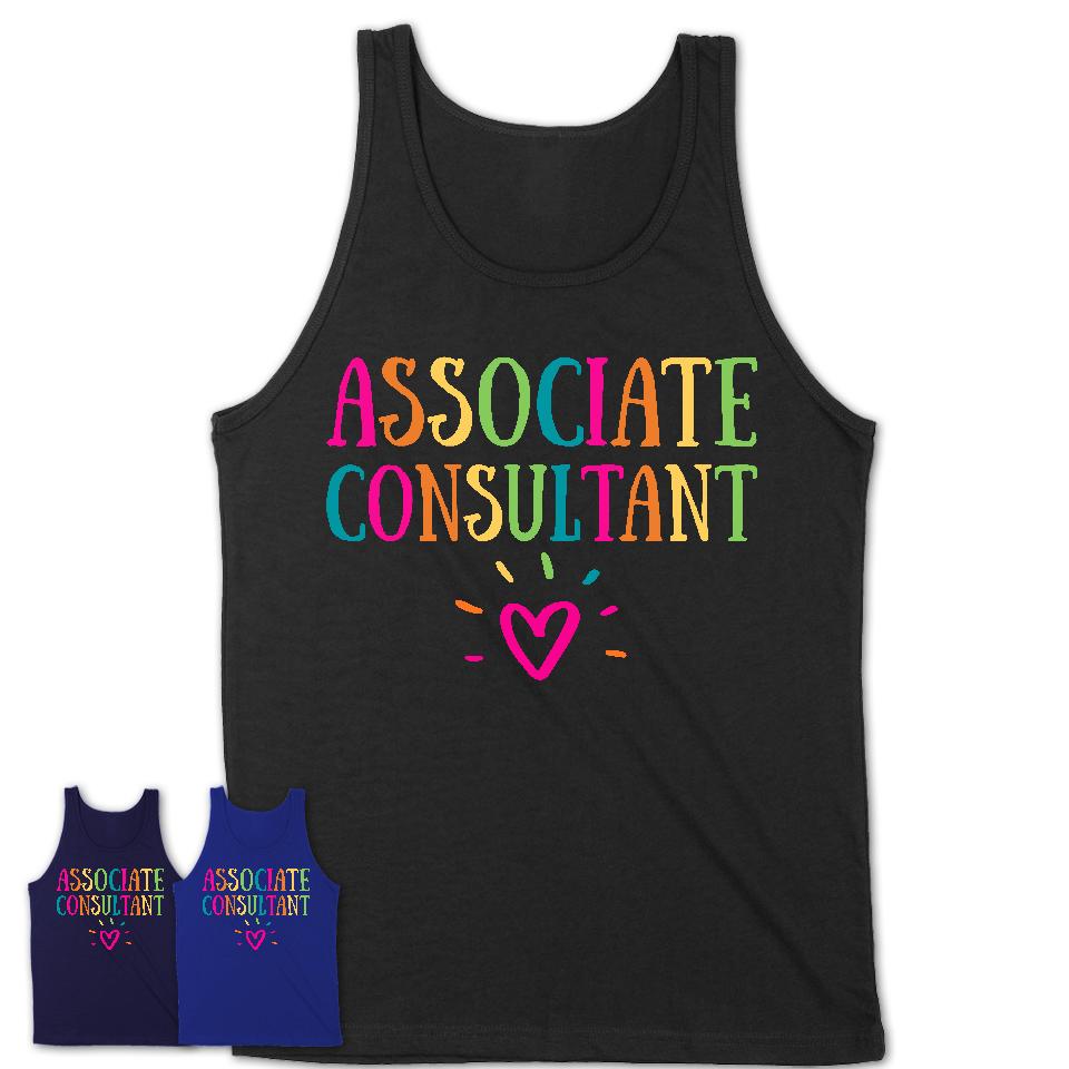 Associate Consultant Rainbow Lettering Heart Shirt, Employee Appreciation Gifts