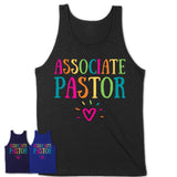 Associate Pastor Rainbow Lettering Heart Shirt, Employee Appreciation Gifts