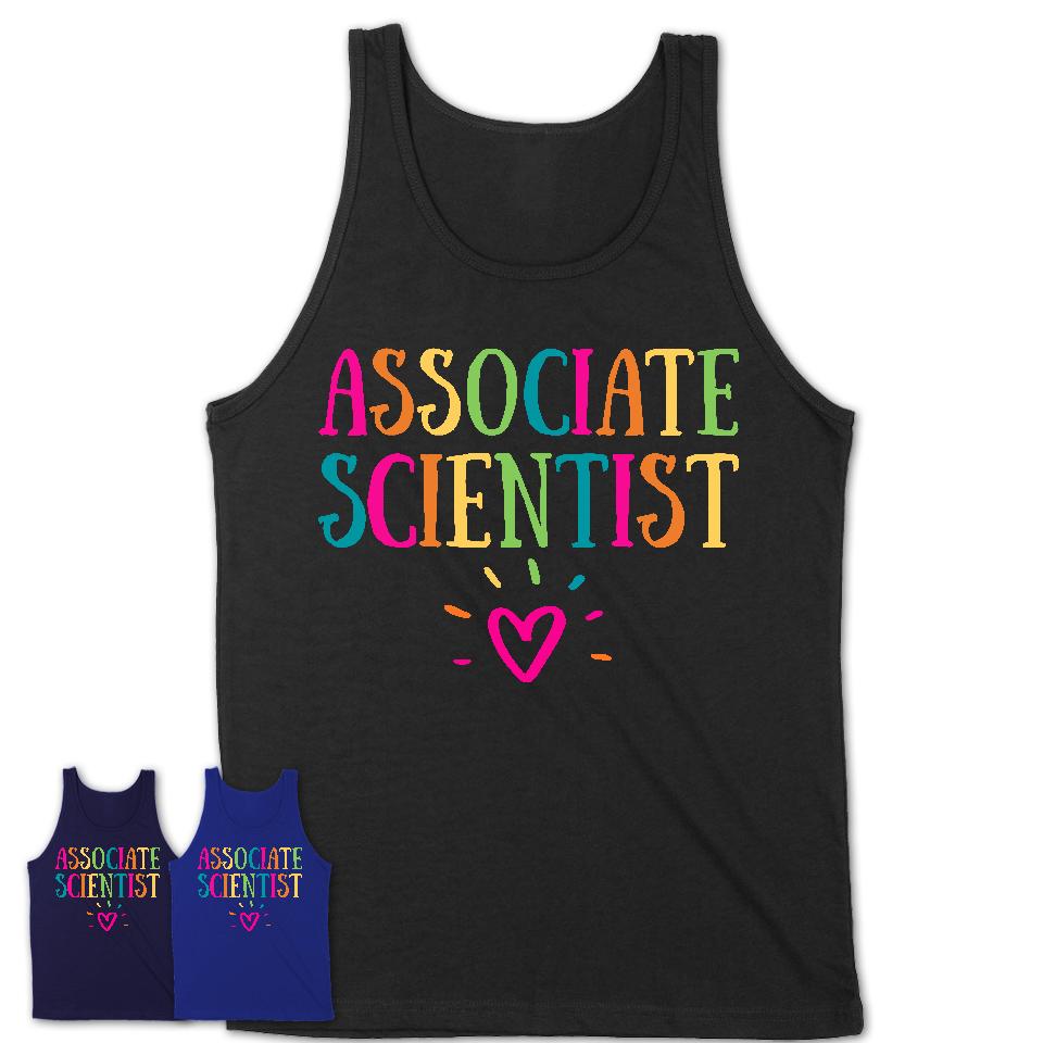 Associate Scientist Rainbow Lettering Heart Shirt, Employee Appreciation Gifts