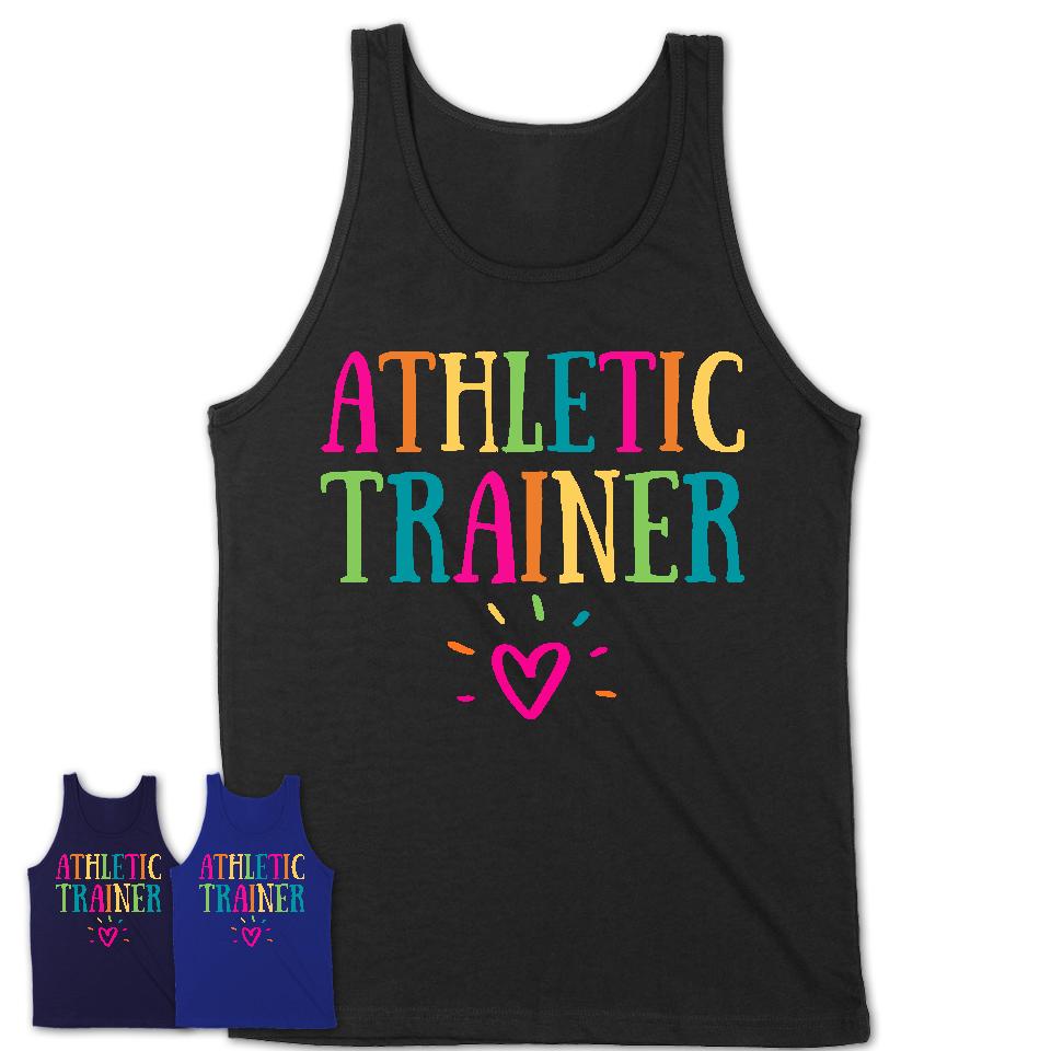Athletic Trainer Rainbow Lettering Heart Shirt, Employee Appreciation Gifts