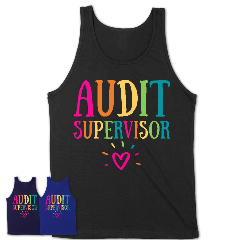 Audit Supervisor Rainbow Lettering Heart Shirt, Employee Appreciation Gifts