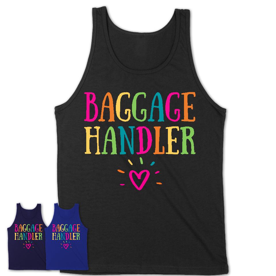 Baggage Handler Rainbow Lettering Heart Shirt, Employee Appreciation Gifts
