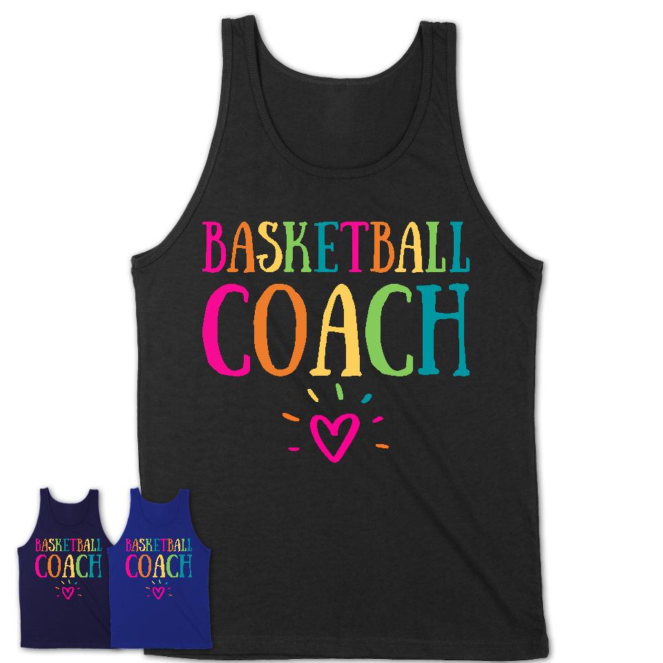 Basketball Coach Rainbow Lettering Heart Shirt, Employee Appreciation Gifts