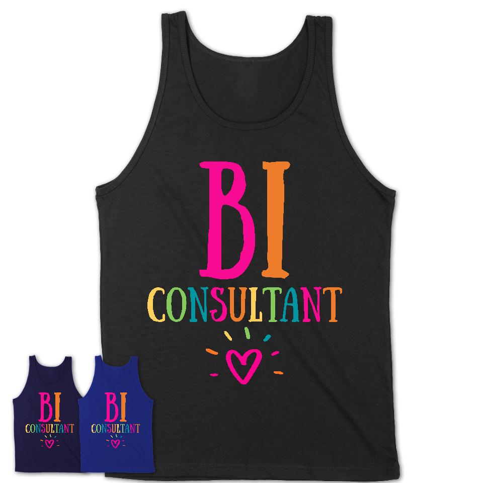 Bi Consultant Rainbow Lettering Heart Shirt, Employee Appreciation Gifts
