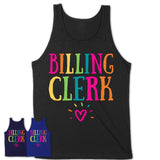 Billing Clerk Rainbow Lettering Heart Shirt, Employee Appreciation Gifts
