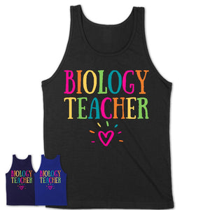 Biology Teacher Rainbow Lettering Heart Shirt, Employee Appreciation Gifts