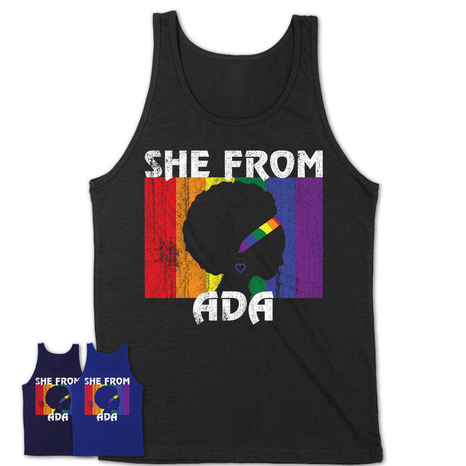 Black Girl She From Ada Oklahoma Shirt LGBT Pride Gift