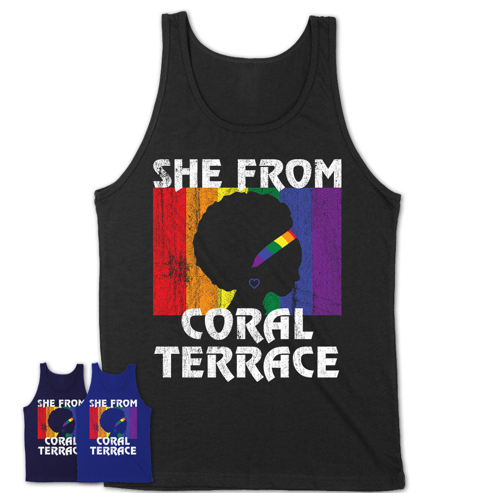 Black Girl She From Coral Terrace Florida Shirt LGBT Pride Gift