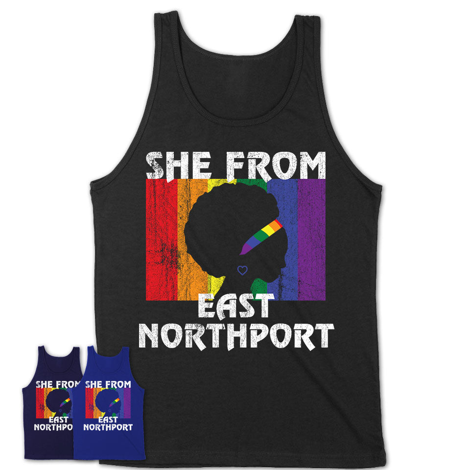 Black Girl She From East Northport New York Shirt LGBT Pride Gift