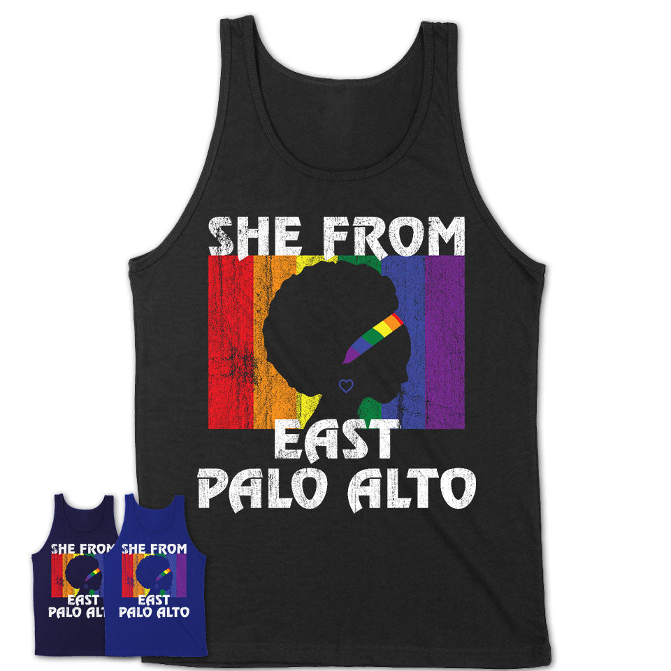 Black Girl She From East Palo Alto California Shirt LGBT Pride Gift