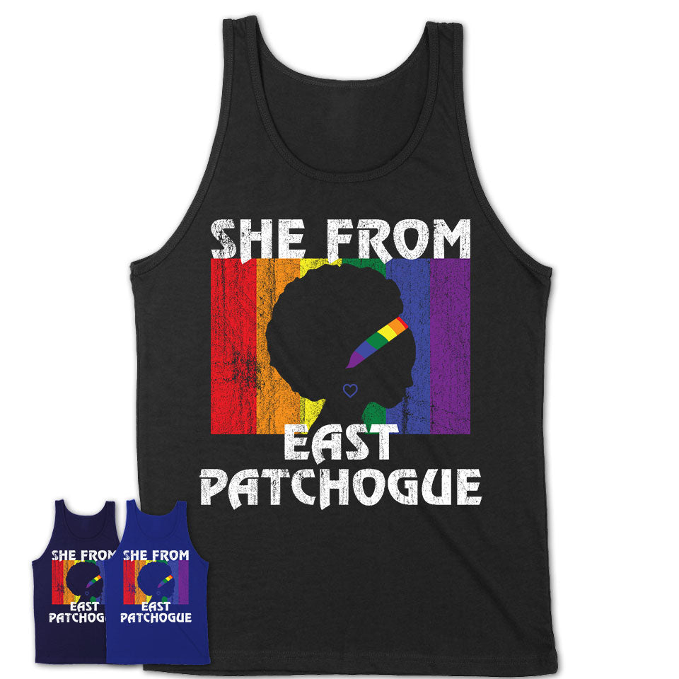 Black Girl She From East Patchogue New York Shirt LGBT Pride Gift