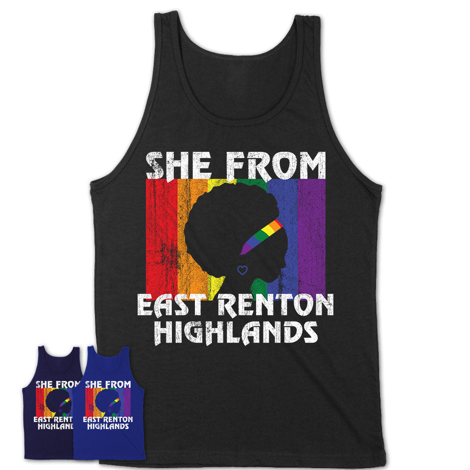 Black Girl She From East Renton Highlands Washington Shirt LGBT Pride Gift